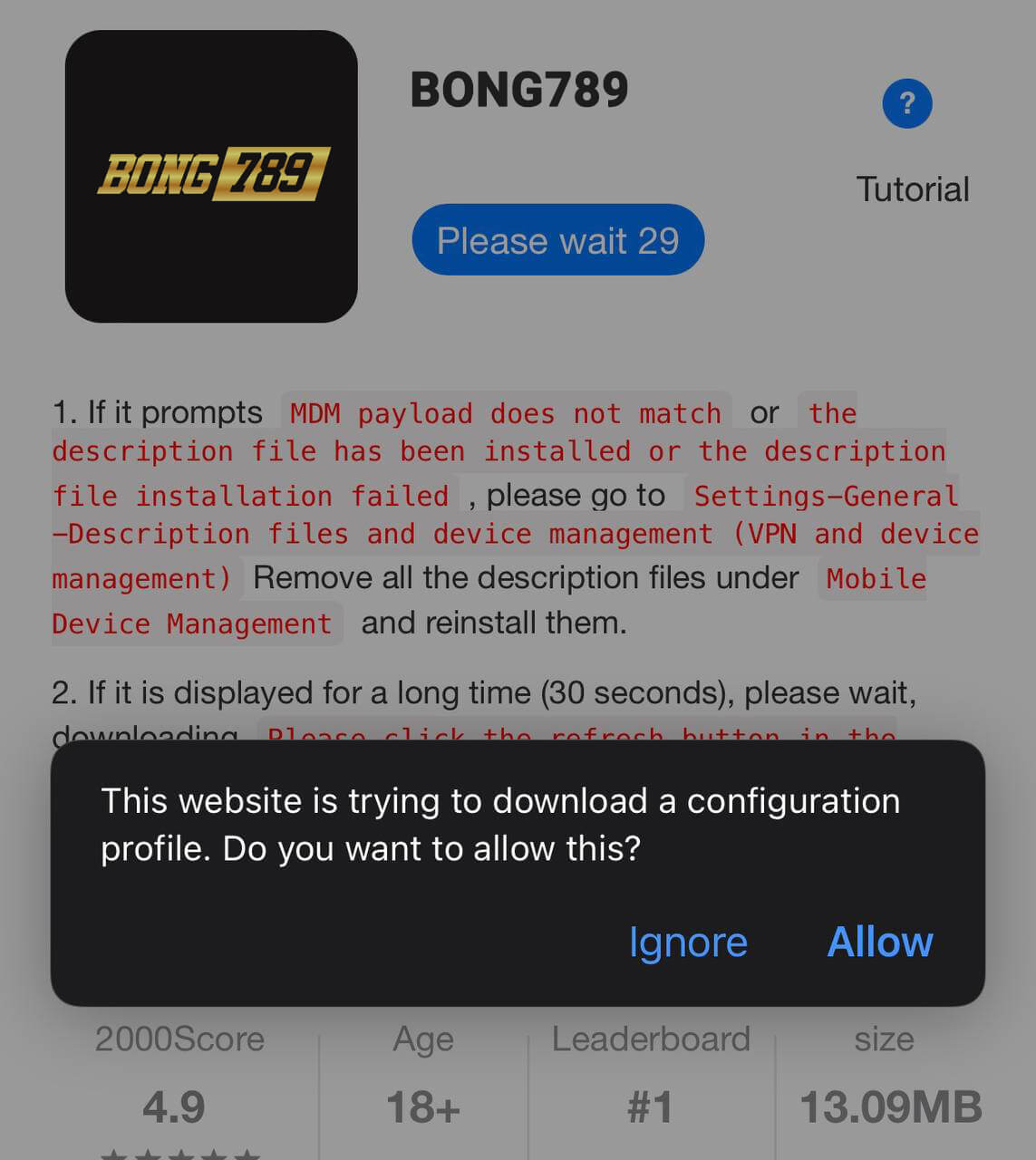 BONG789 IOS Step 4